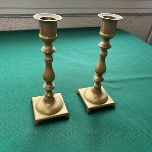 Vintage Solid Brass Candlesticks – Pair, 10.5” Tall